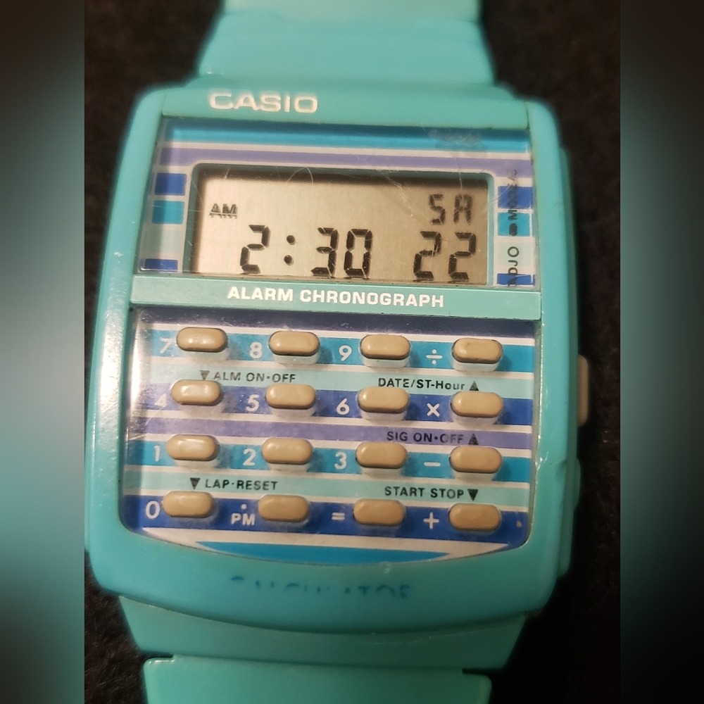 Vintage Casio LDF-40 Blue Calcultor Watch
